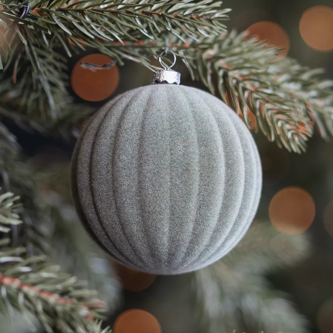 It's all about Christmas Christmas Baubles By Colour | Plastic Christmas Baubles-Cotton Green Velvet Christmas Bauble With Relief