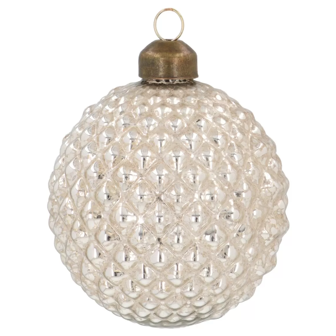 It's all about Christmas Glass Christmas Baubles-Crackle Champagne Christmas Bauble With Diamond Relief