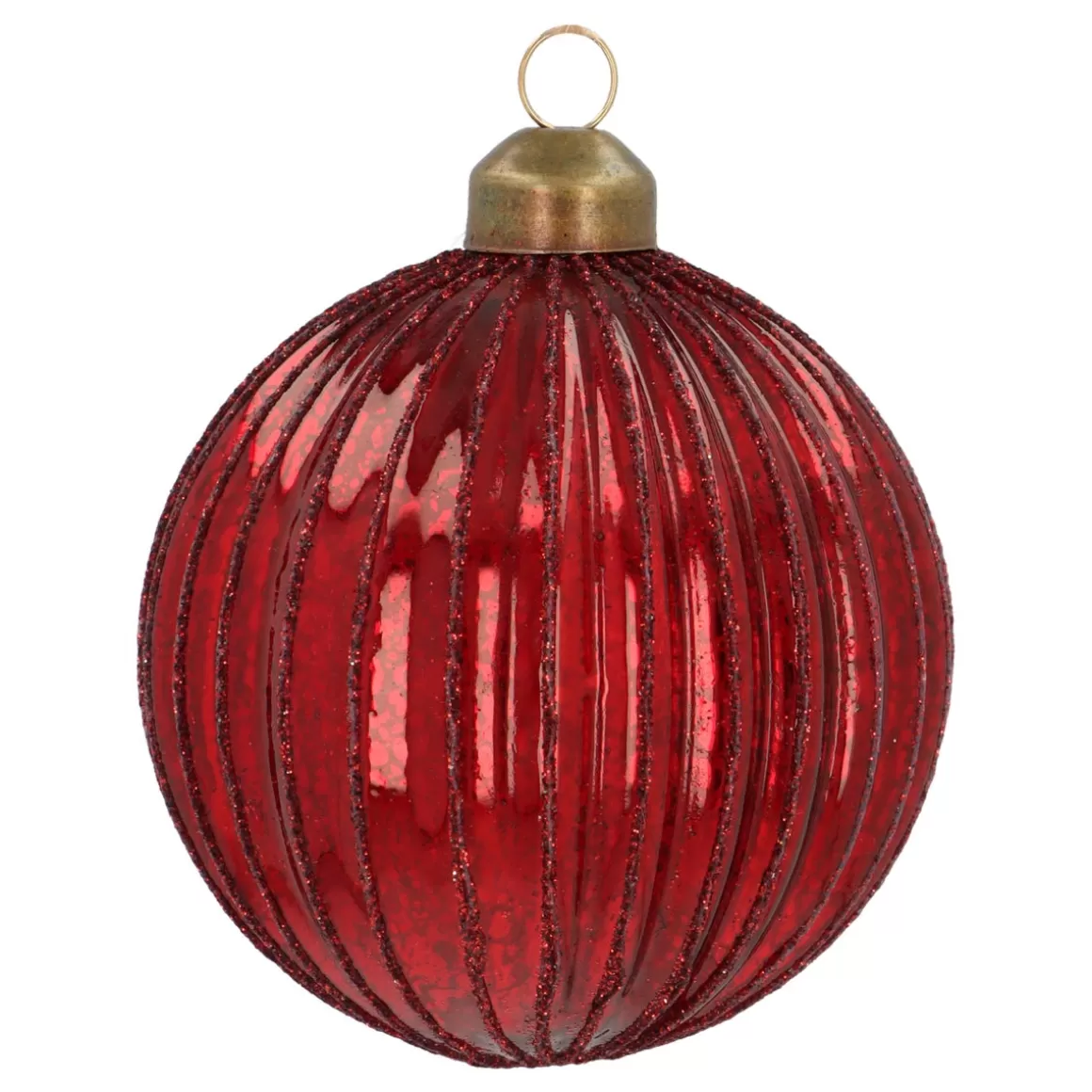 It's all about Christmas Christmas Baubles By Colour | Glass Christmas Baubles-Dark Red Crackle Christmas Bauble With Glitter Lines