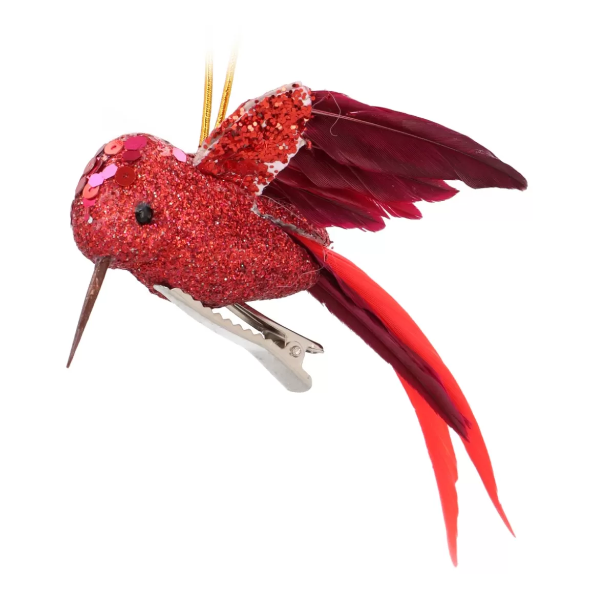 It's all about Christmas Christmas Ornaments-Deep Red Hummingbird With Stretched Wings