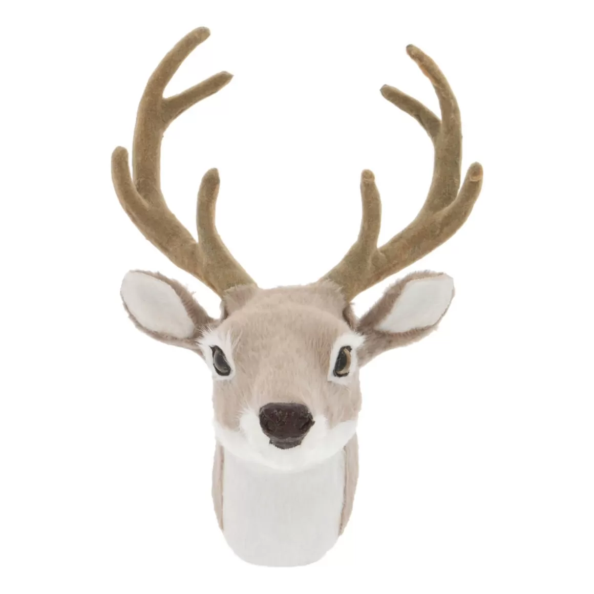 It's all about Christmas All Christmas Decorations | Christmas Figurines-Deer Head Grey 16cm Faux Fur