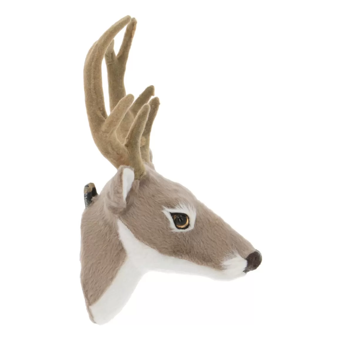 It's all about Christmas All Christmas Decorations | Christmas Figurines-Deer Head Grey 16cm Faux Fur