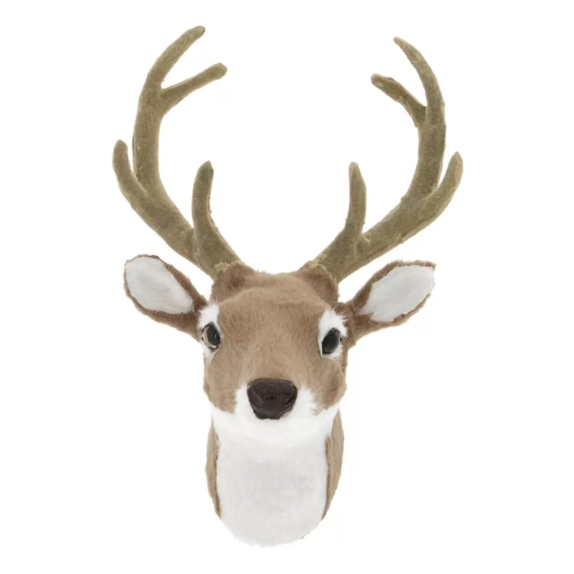 It's all about Christmas All Christmas Decorations | Christmas Figurines-Deer Head Light Brown 16cm Faux Fur