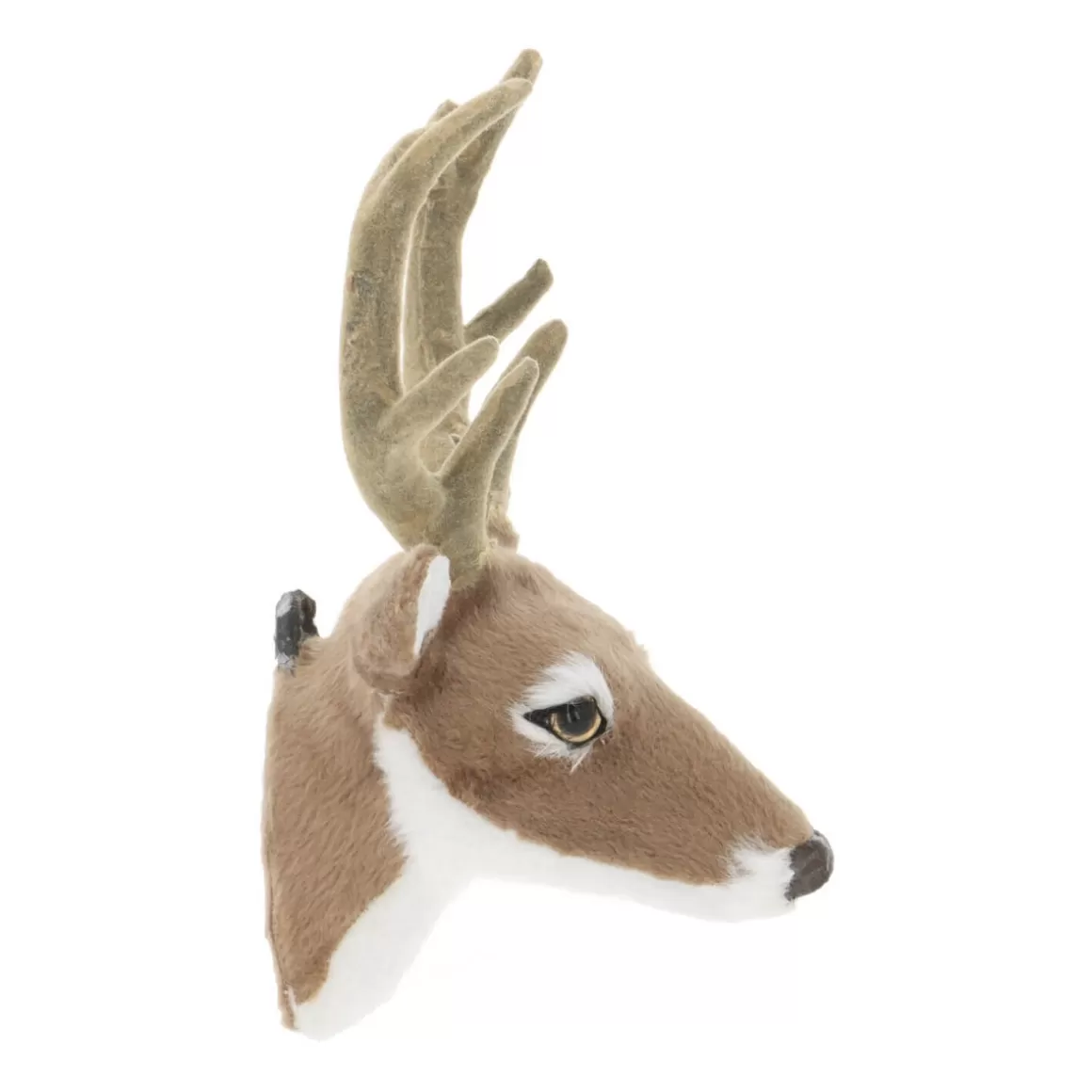 It's all about Christmas All Christmas Decorations | Christmas Figurines-Deer Head Light Brown 16cm Faux Fur