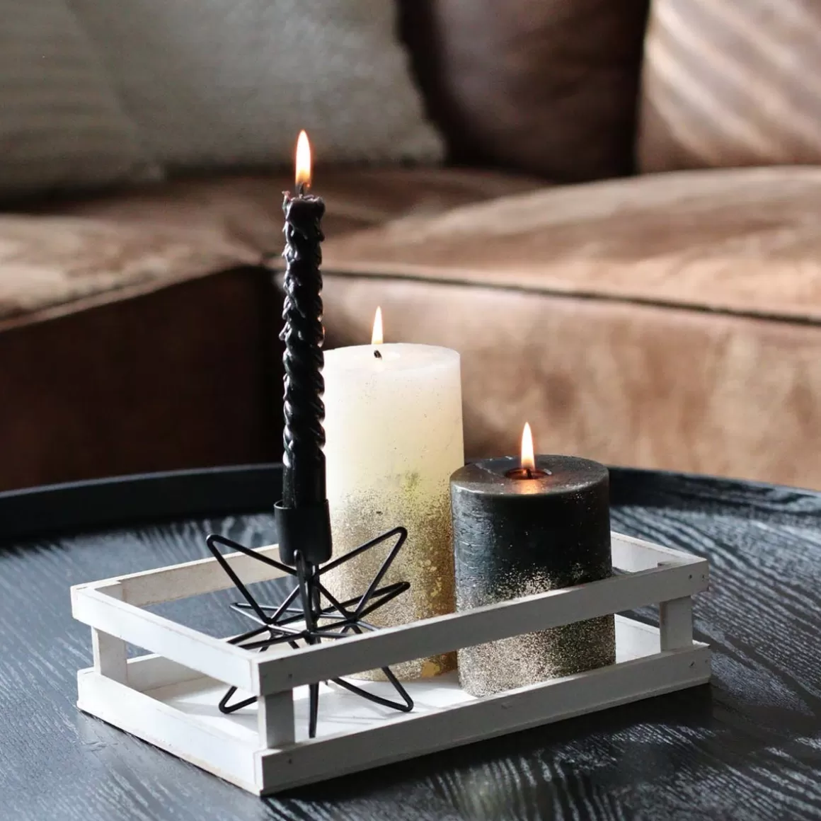 It's all about Christmas All Christmas Decorations | Home Accessories For Christmas-Design Candle Holder Matt Black | Metal Star | 12 Cm