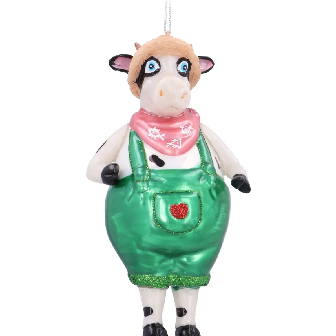 It's all about Christmas Christmas Ornaments | Christmastree Decorations Glass-Detailed Cow Ornament In Dungarees