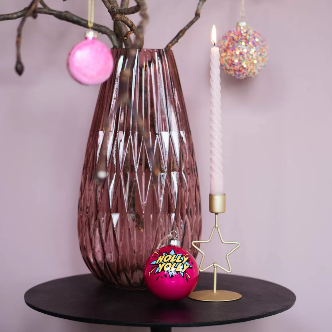 It's all about Christmas All Christmas Decorations | Home Accessories For Christmas-Dinner Candle Holder With Star | 15 Cm | Matt Gold | Metal