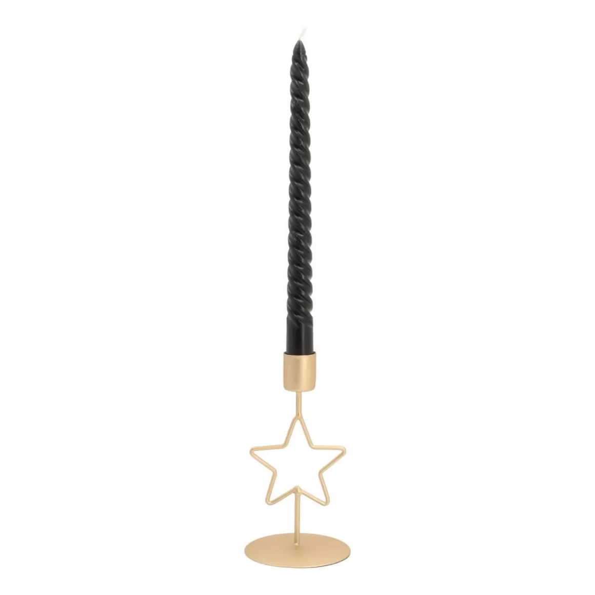 It's all about Christmas All Christmas Decorations | Home Accessories For Christmas-Dinner Candle Holder With Star | 15 Cm | Matt Gold | Metal