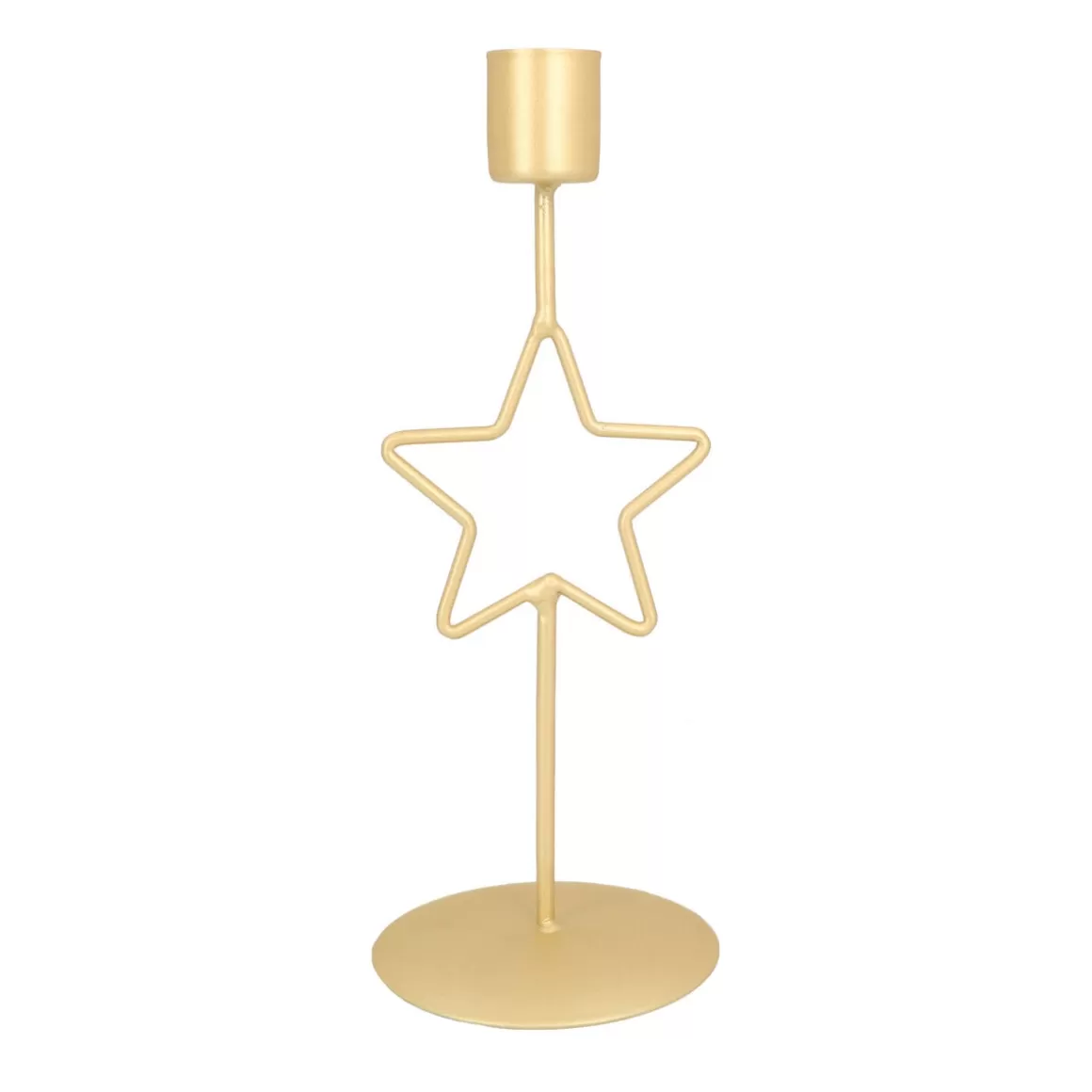 It's all about Christmas All Christmas Decorations | Home Accessories For Christmas-Dinner Candle Holder With Star | 20 Cm | Matt Gold | Metal