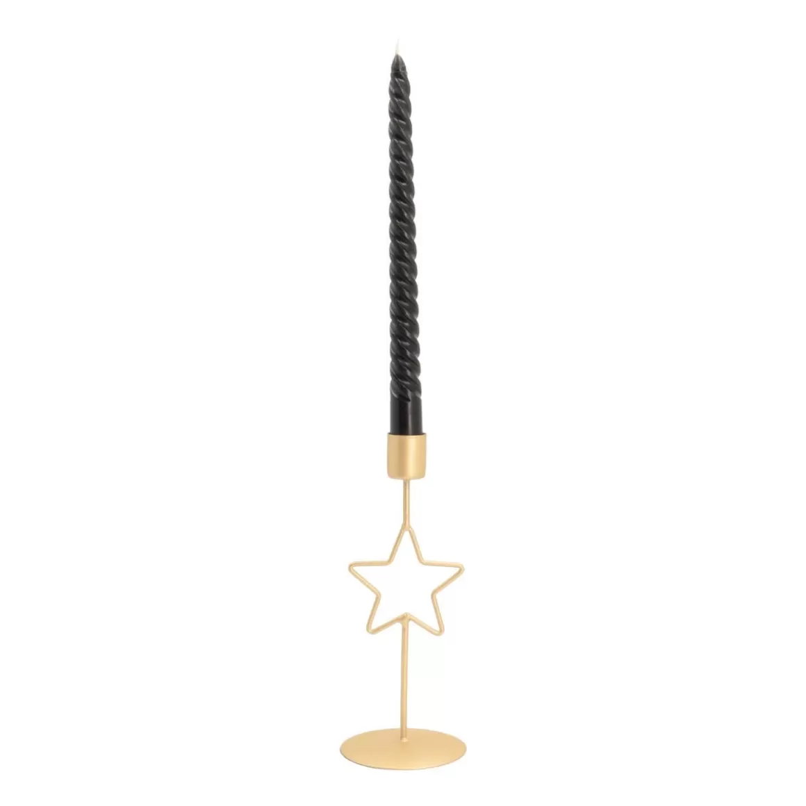 It's all about Christmas All Christmas Decorations | Home Accessories For Christmas-Dinner Candle Holder With Star | 20 Cm | Matt Gold | Metal