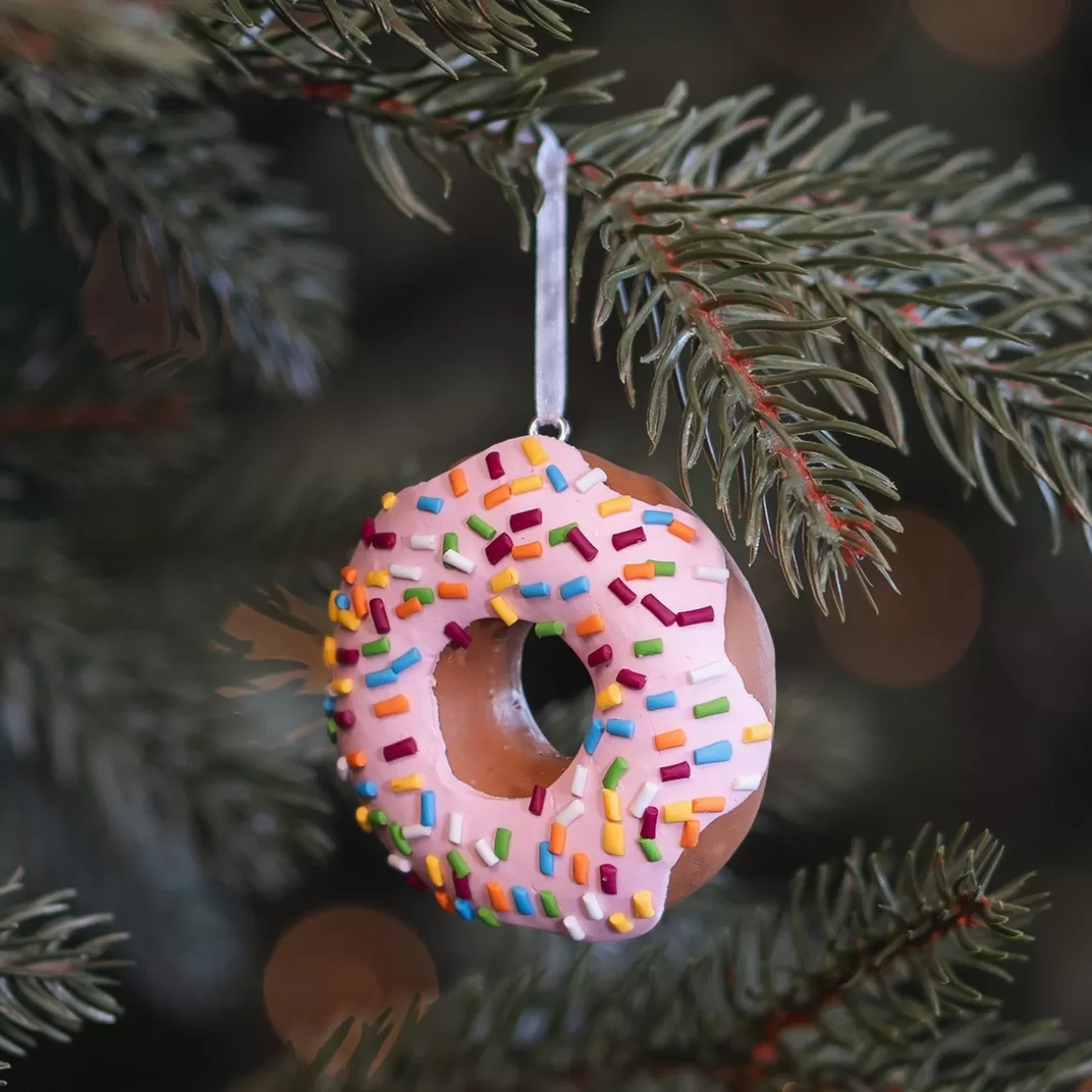 It's all about Christmas Christmas Ornaments-Donut Christmas Ornament | Pink | Handmade | 7 Cm