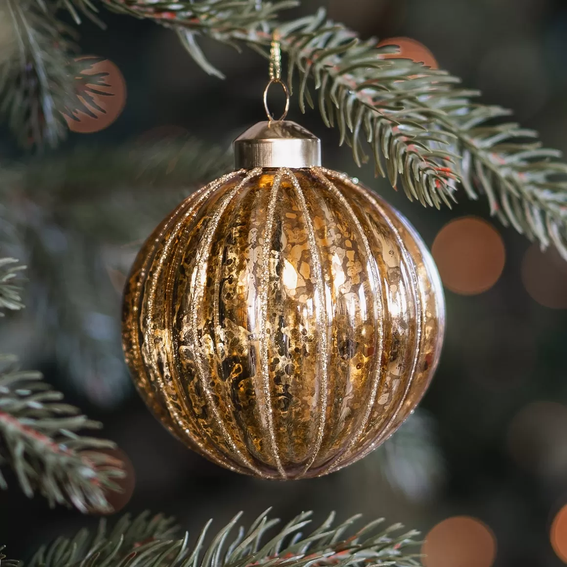 It's all about Christmas Christmastree Decorations Glass | Extraordinary Baubles-Elegant Bronze Bauble With Craquelé Look