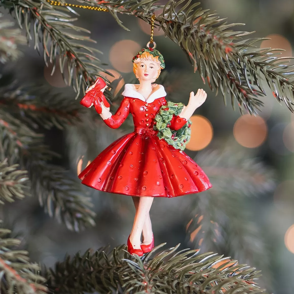 It's all about Christmas Christmas Ornaments-Elegant Christmas Ornament, Woman In A Red Dress