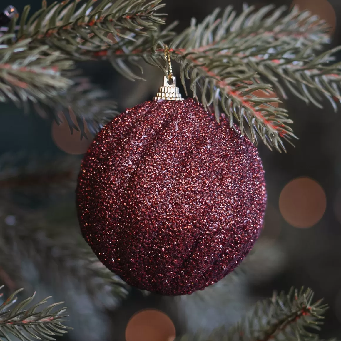 It's all about Christmas Christmas Ornaments | Christmas Baubles By Colour-Elegant Dark Red Swirl Christmas Bauble With Sparkling Pearls