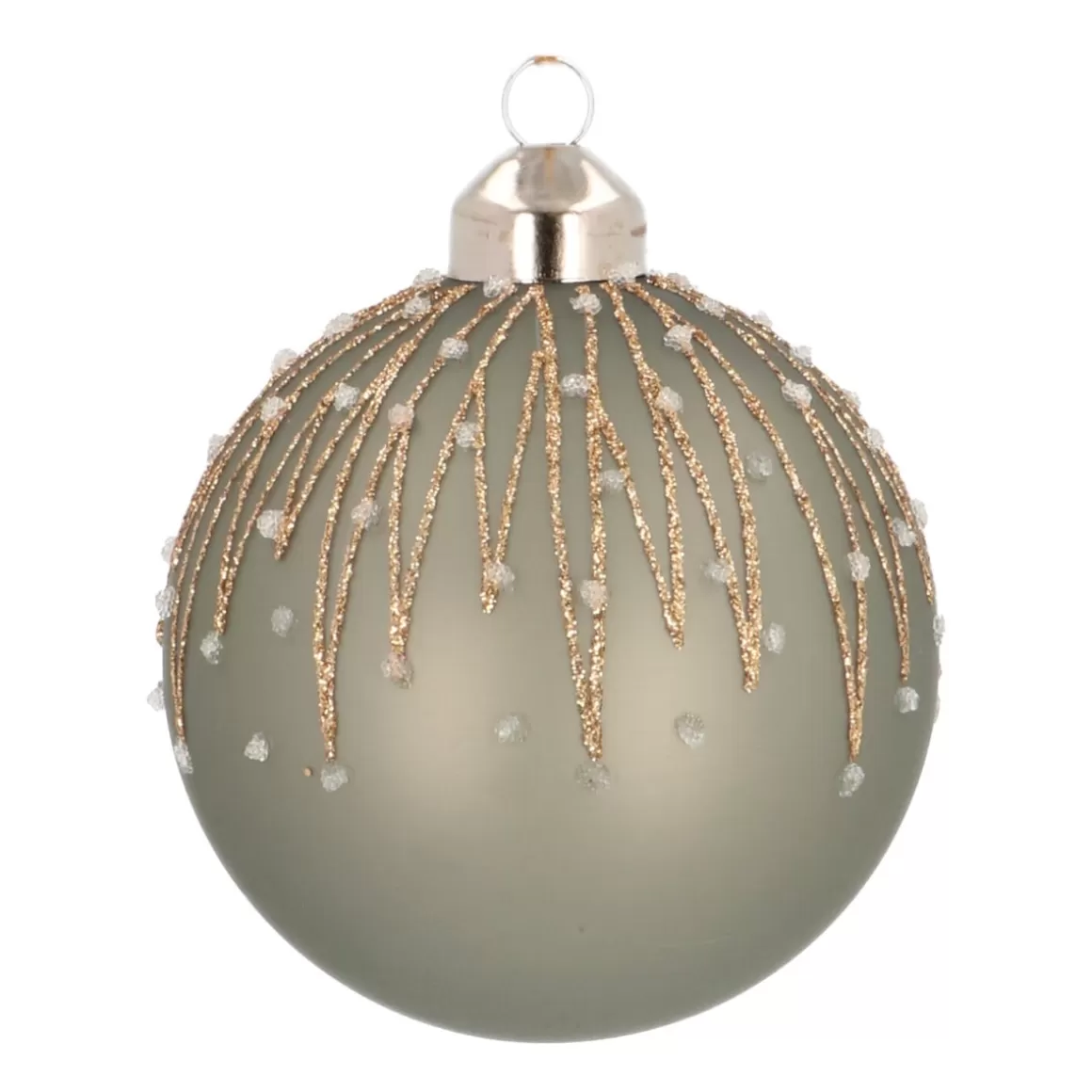 It's all about Christmas Christmas Baubles By Colour | Luxury Christmas Baubles-Elegant Glass Christmas Bauble Icicles 8cm Cottage Green