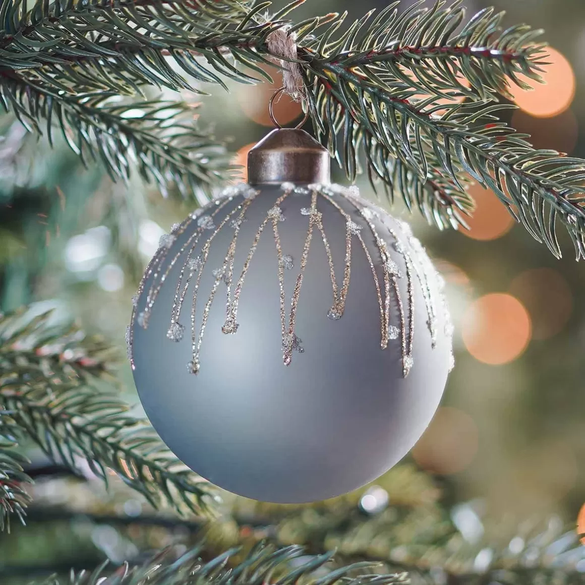 It's all about Christmas Christmas Baubles By Colour | Luxury Christmas Baubles-Elegant Glass Christmas Bauble Icicles 8cm Cottage Green