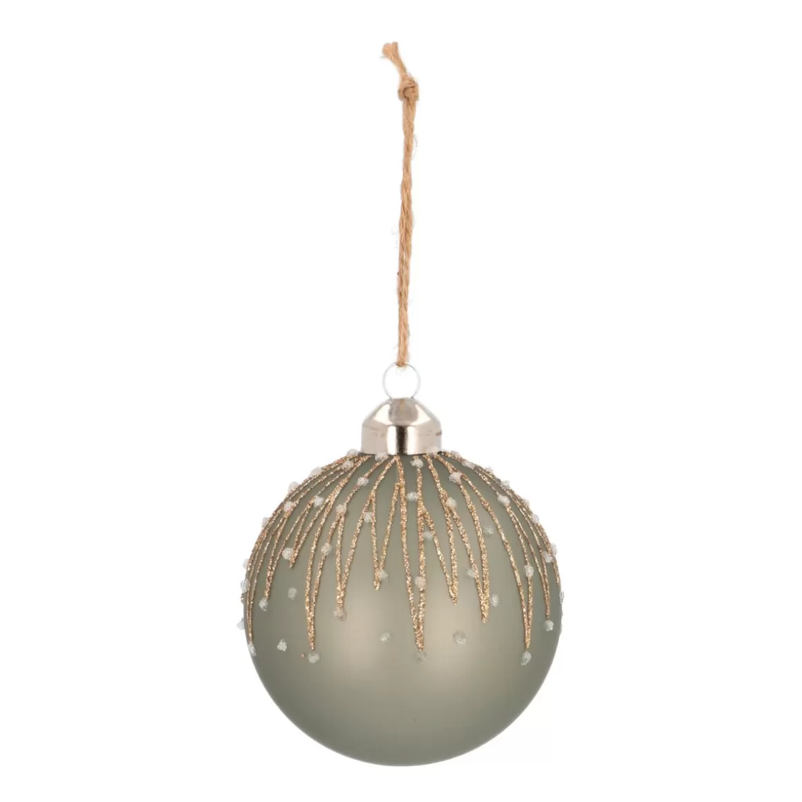 It's all about Christmas Christmas Baubles By Colour | Luxury Christmas Baubles-Elegant Glass Christmas Bauble Icicles 8cm Cottage Green