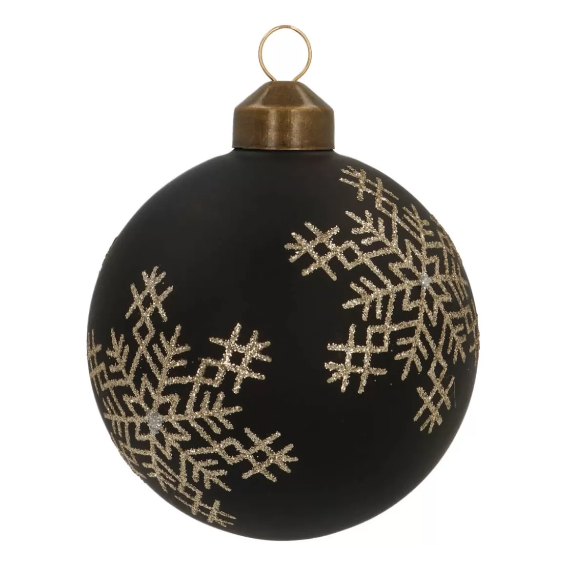 It's all about Christmas Luxury Christmas Baubles | Glass Christmas Baubles-Elegant Glass Christmas Bauble Snowflakes 8cm Black