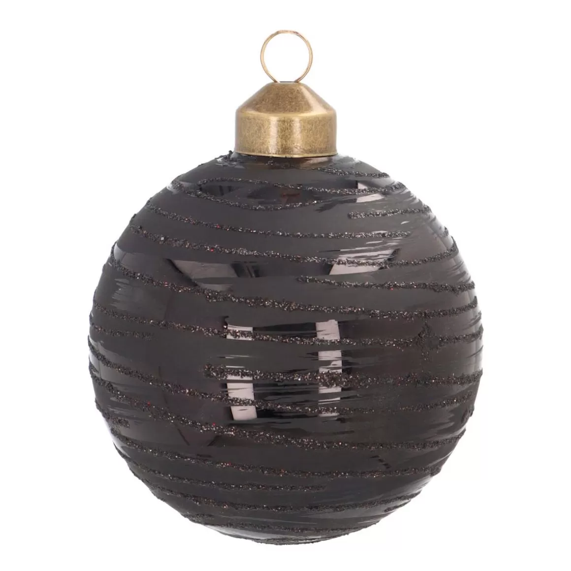 It's all about Christmas Christmas Baubles By Colour | Luxury Christmas Baubles-Elegant Glass Christmas Bauble With Fine Lines 8cm Black