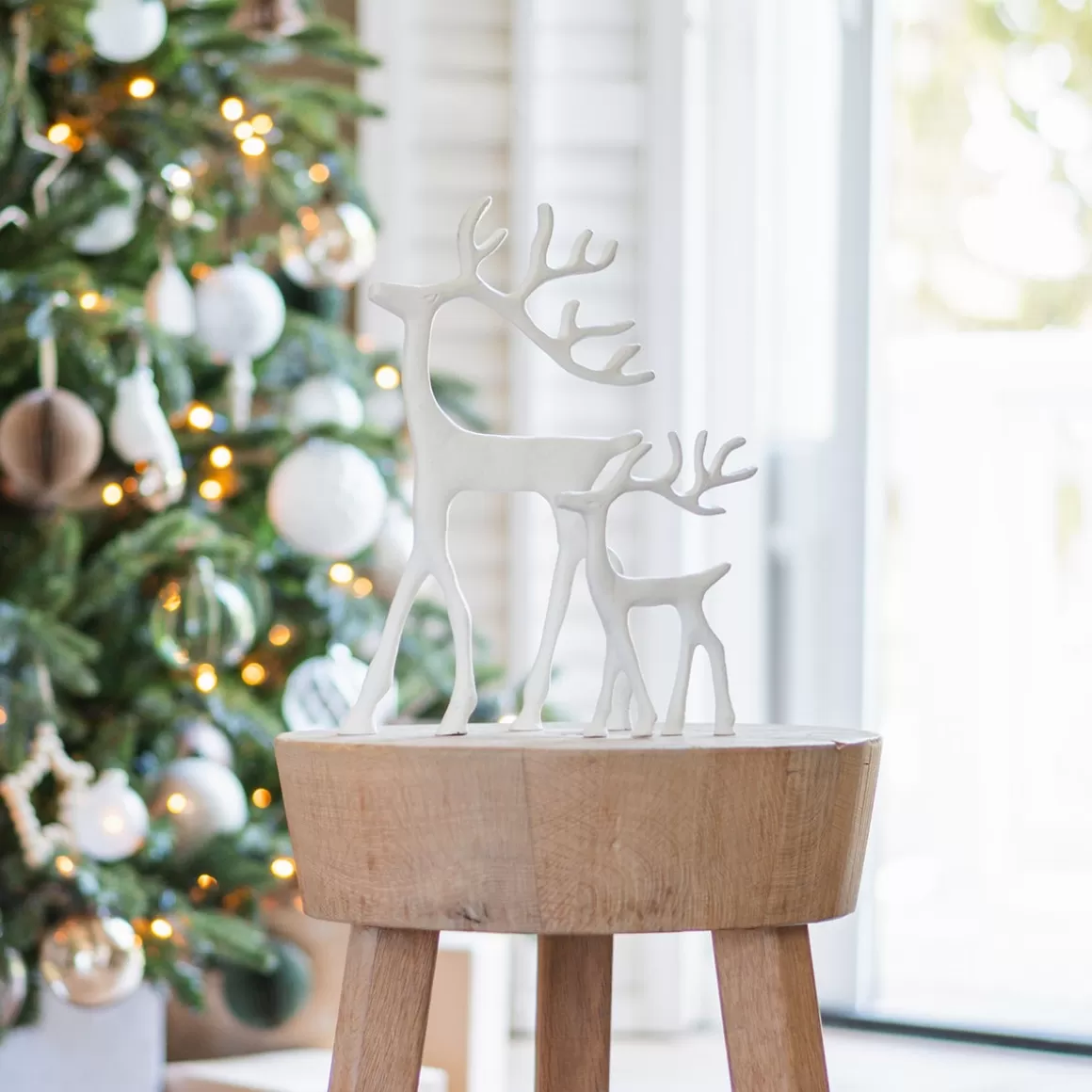 It's all about Christmas Home Accessories For Christmas | Christmas Figurines-Elegant White Reindeer With Head Up