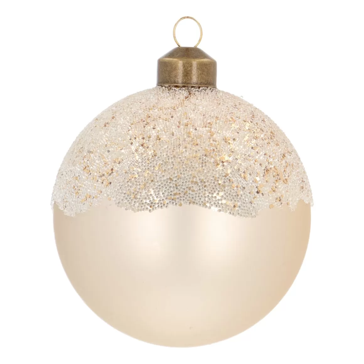 It's all about Christmas Christmastree Decorations Glass | Extraordinary Baubles-Elegant Wool White Christmas Bauble With Pearl Branches