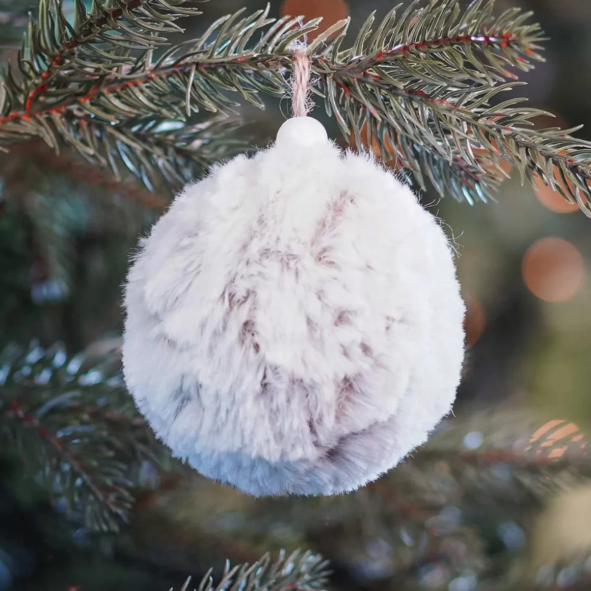 It's all about Christmas Christmas Baubles By Colour | Plastic Christmas Baubles-Faux Fur Bauble 8cm Brown Grey