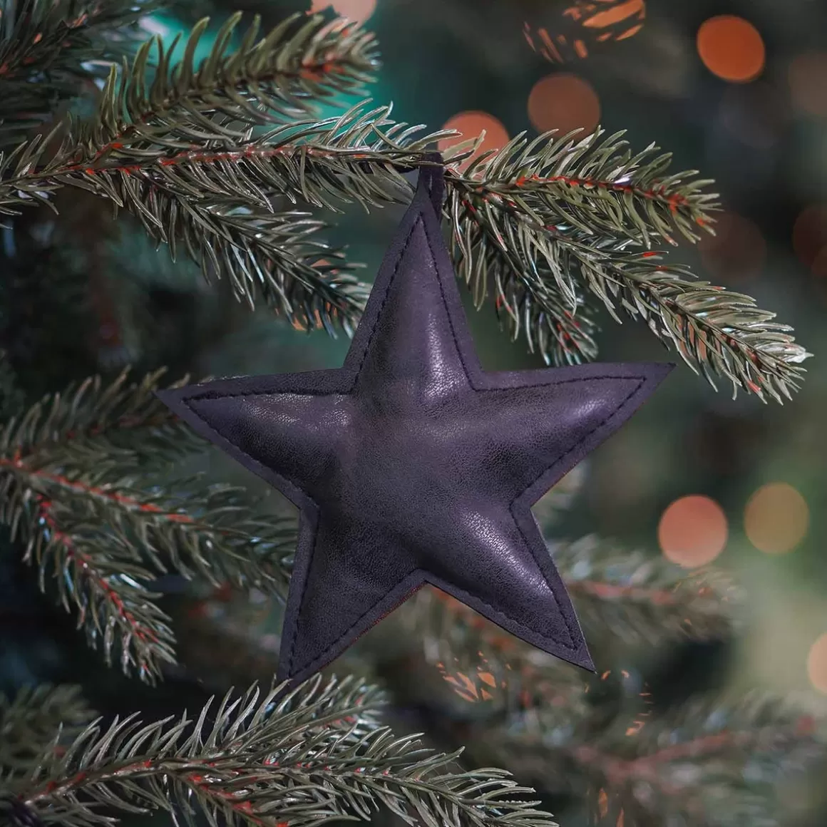 It's all about Christmas Christmas Ornaments-Faux Leather Christmas Star 12cm Black