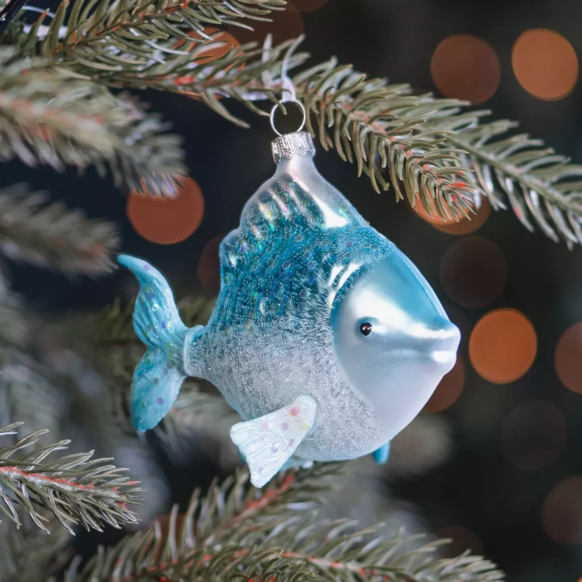 It's all about Christmas Christmas Ornaments-Fish Glass Hanging Figurine 9cm Blue