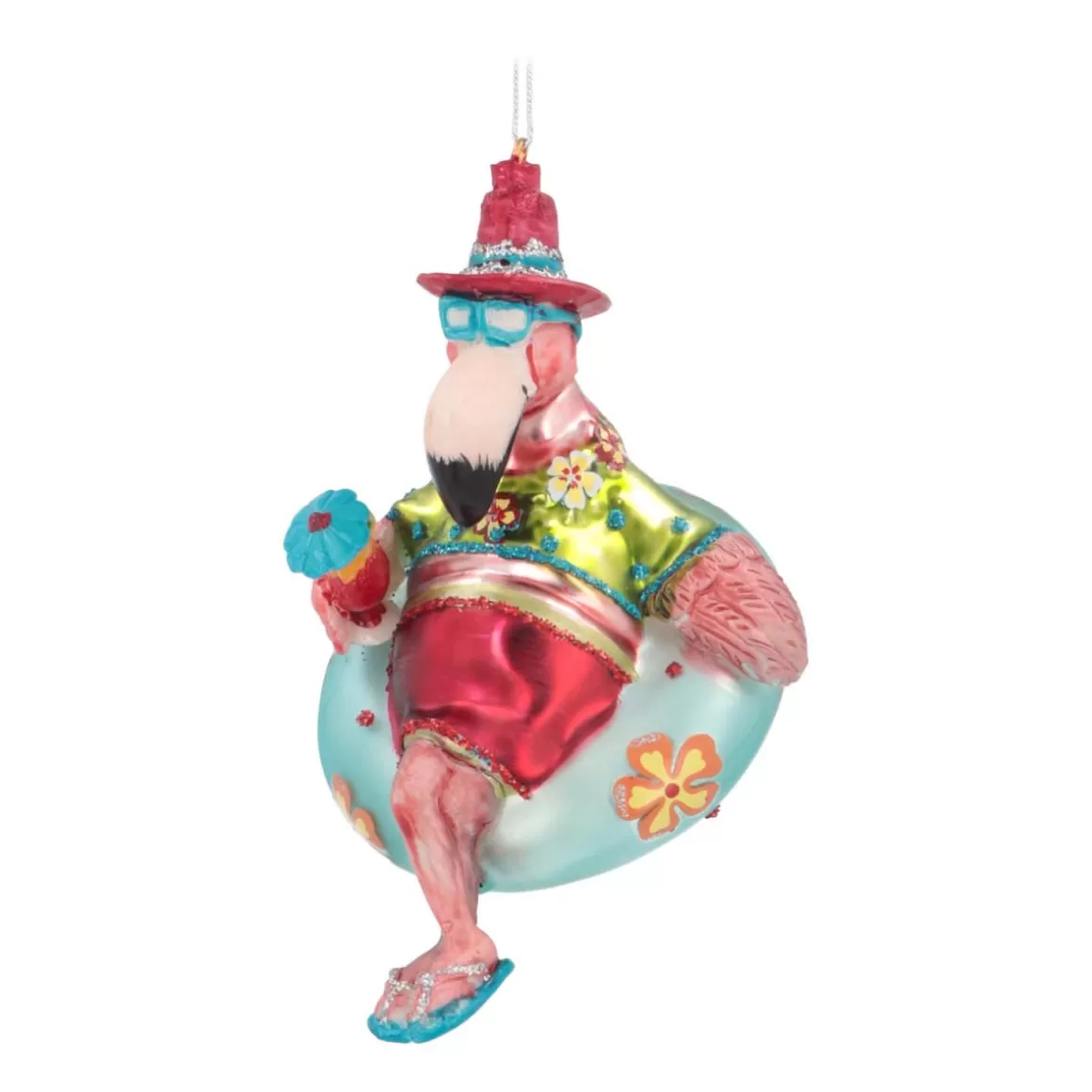 It's all about Christmas Christmas Ornaments-Floating Flamingo Ornament, Glass, Various Colors, 10cm/4in