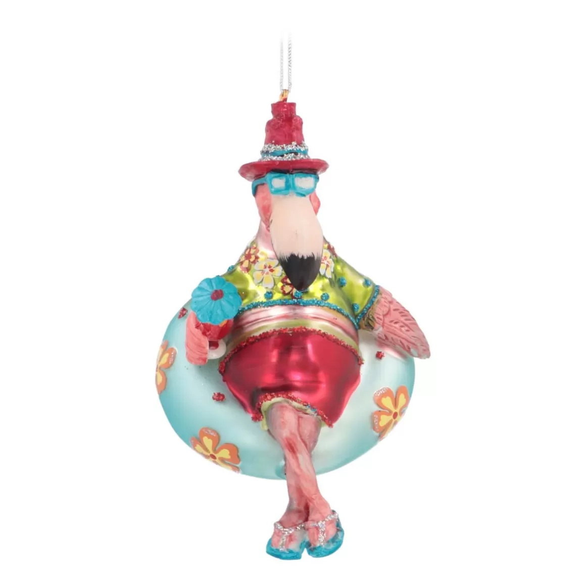 It's all about Christmas Christmas Ornaments-Floating Flamingo Ornament, Glass, Various Colors, 10cm/4in