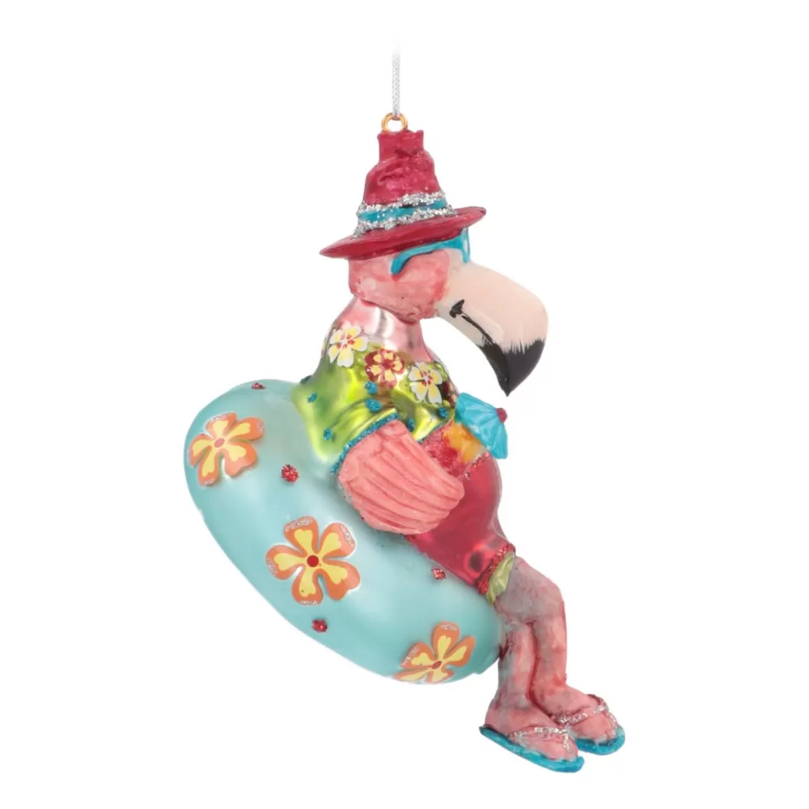 It's all about Christmas Christmas Ornaments-Floating Flamingo Ornament, Glass, Various Colors, 10cm/4in