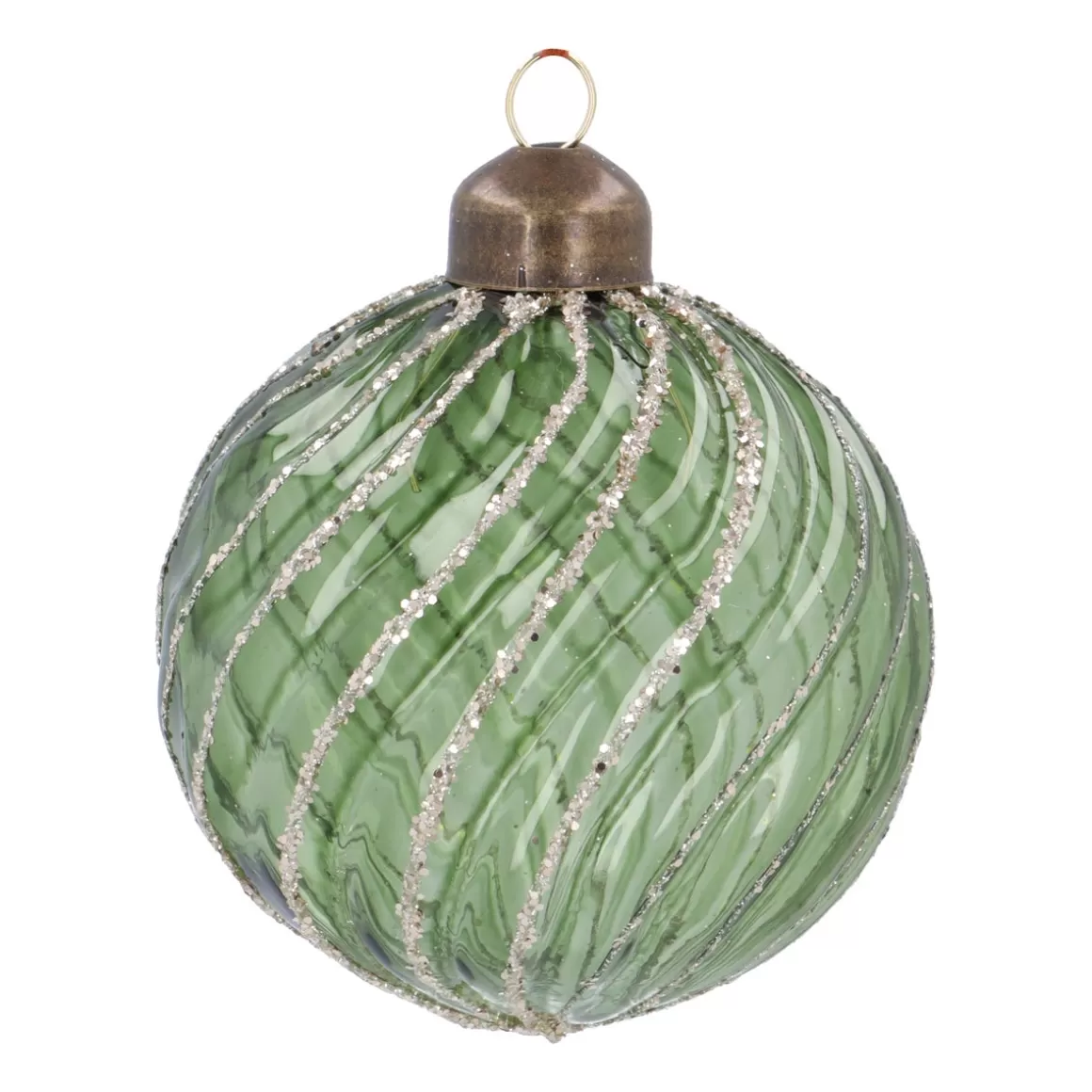 It's all about Christmas Christmastree Decorations Glass | Extraordinary Baubles-Fresh Green Christmas Bauble With Graceful Swirls