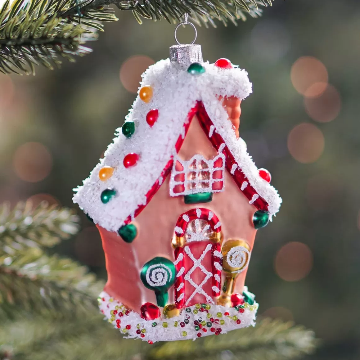 It's all about Christmas Christmas Ornaments-Gingerbread House Christmas Ornament | Glass | Multi | 12cm