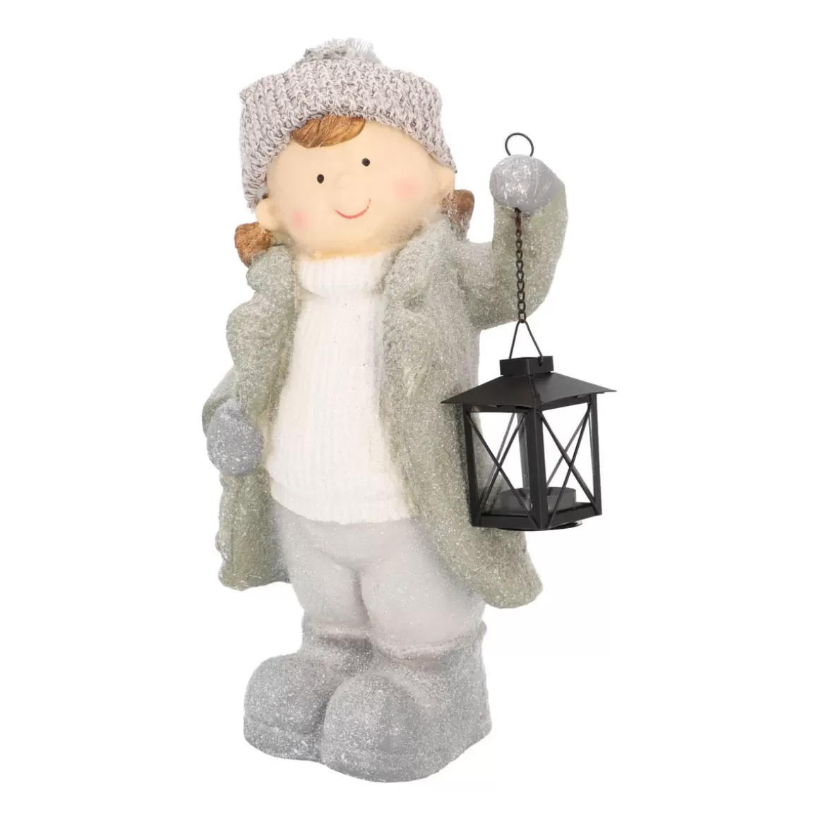 It's all about Christmas Christmas Figurines-Girl With Lantern Magnesia 40,5cm Grey