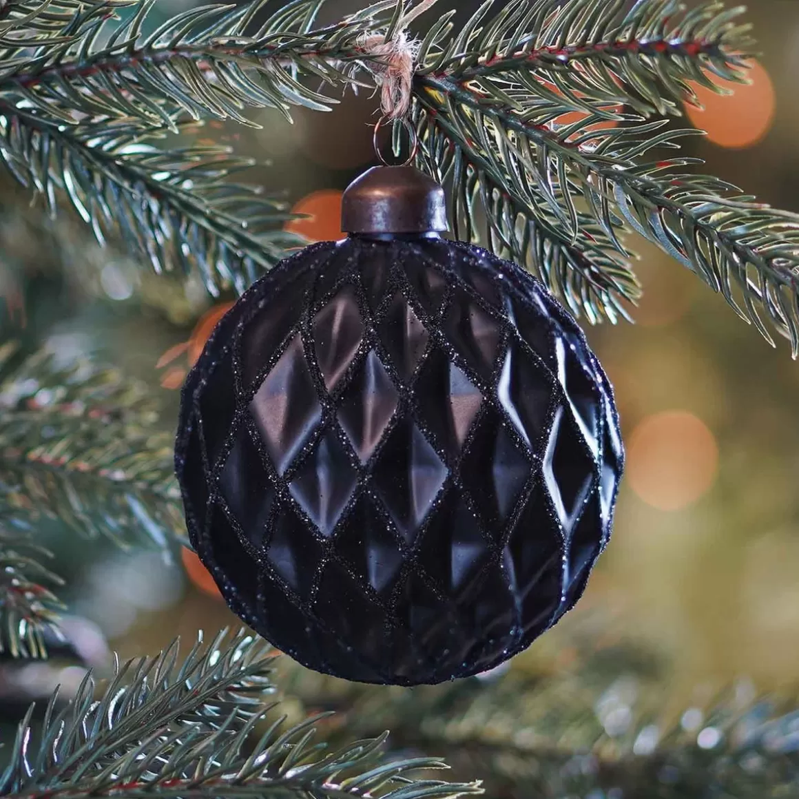 It's all about Christmas Luxury Christmas Baubles | Glass Christmas Baubles-Glass Bauble Diamonds | Black | 8 Cm