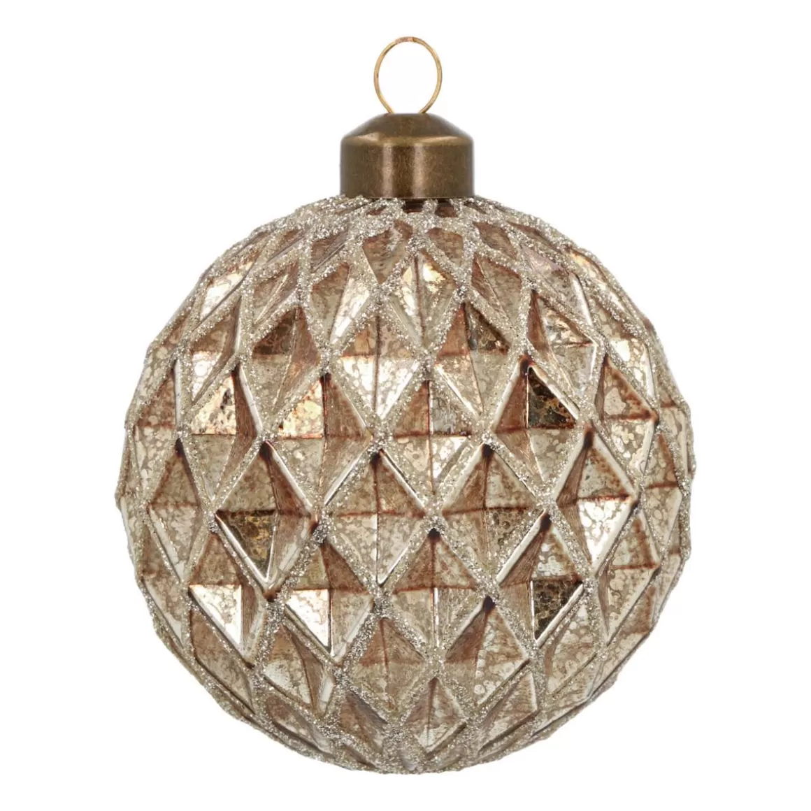 It's all about Christmas Christmas Baubles By Colour | Luxury Christmas Baubles-Glass Bauble Diamonds | Bronze | 8 Cm