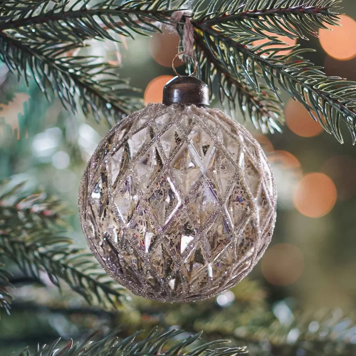 It's all about Christmas Christmas Baubles By Colour | Luxury Christmas Baubles-Glass Bauble Diamonds | Bronze | 8 Cm