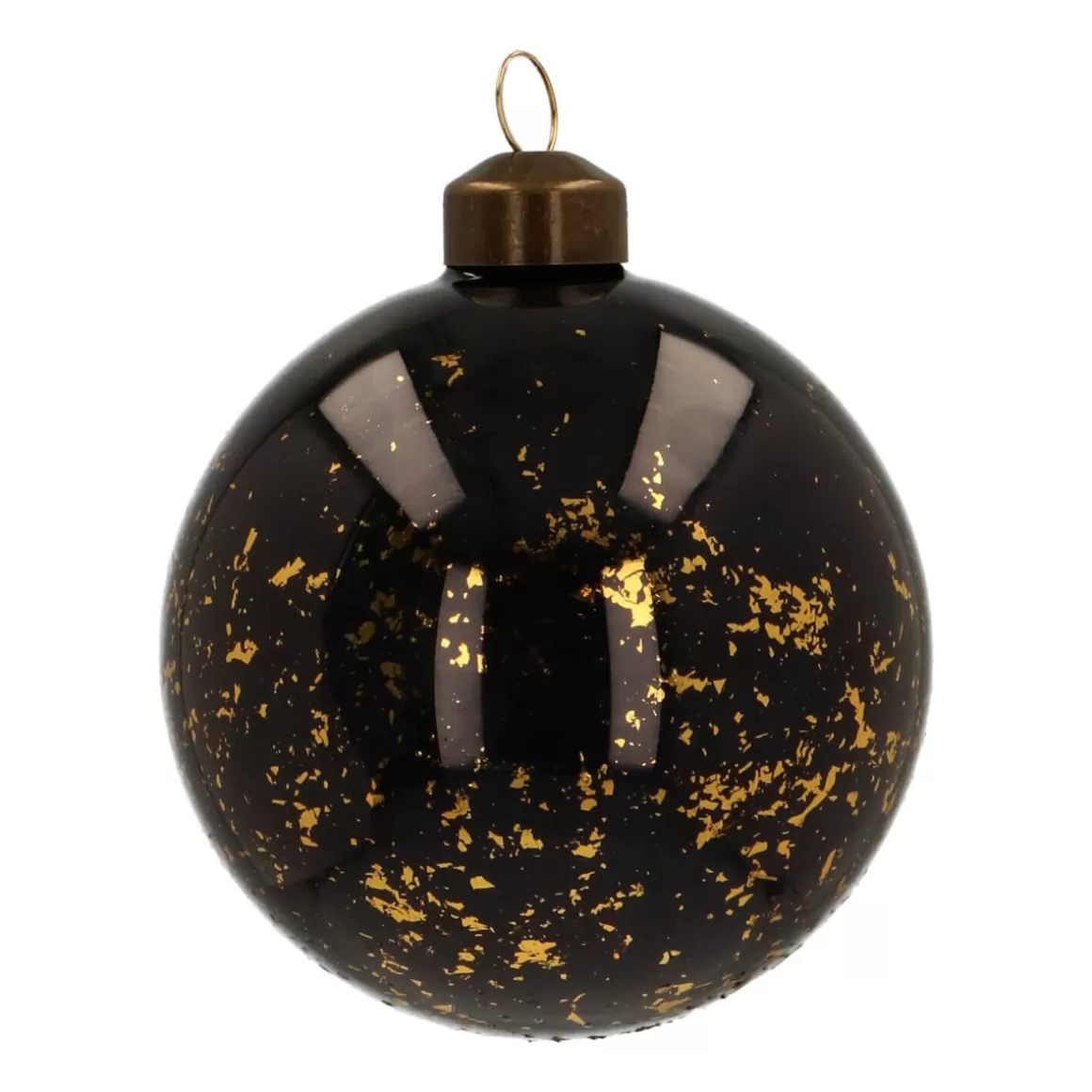 It's all about Christmas Glass Christmas Baubles | Christmas Baubles By Colour-Glass Bauble Golden Spots | Black | 8 Cm