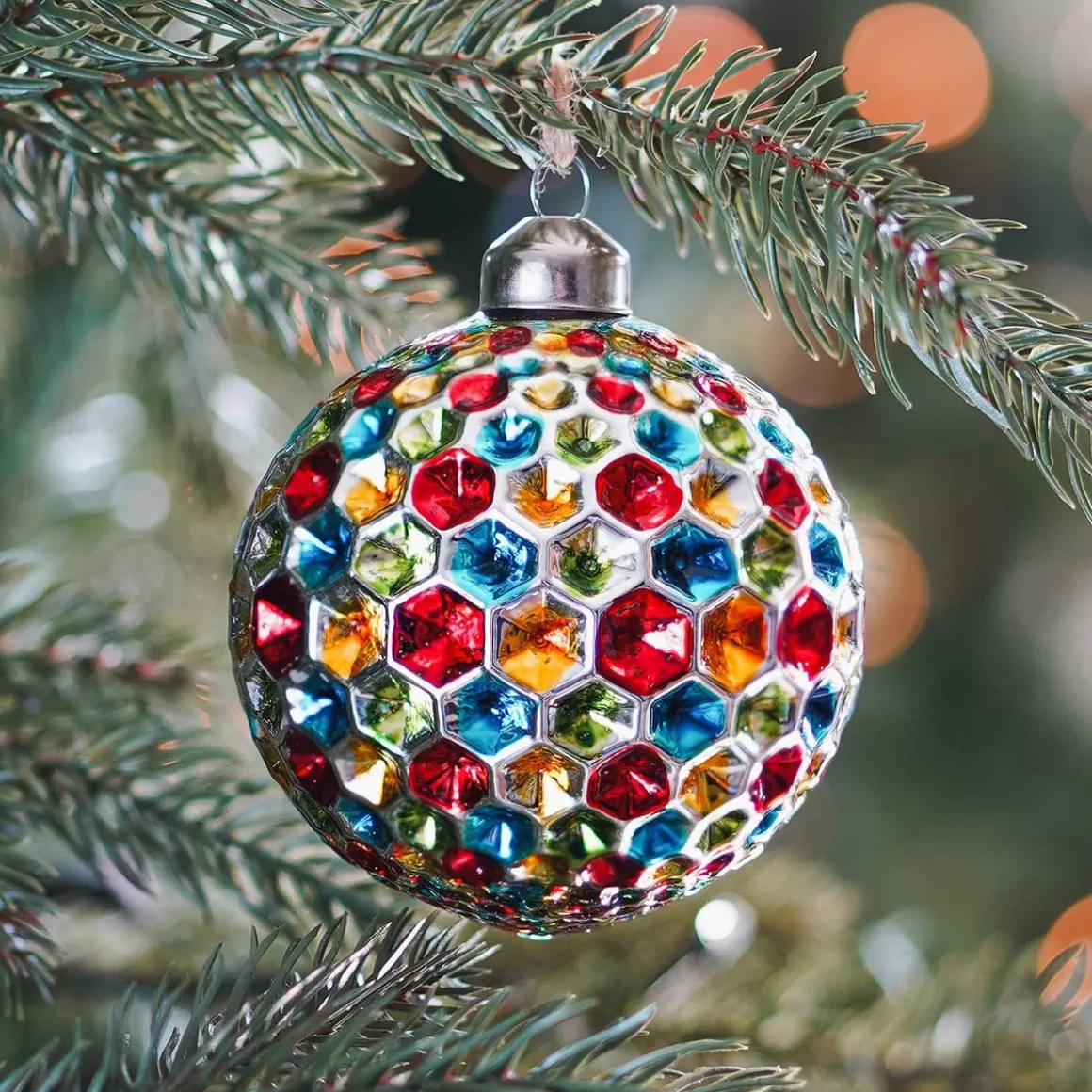 It's all about Christmas Extraordinary Baubles | Luxury Christmas Baubles-Glass Bauble Honeycombs | Multicolour | 8 Cm