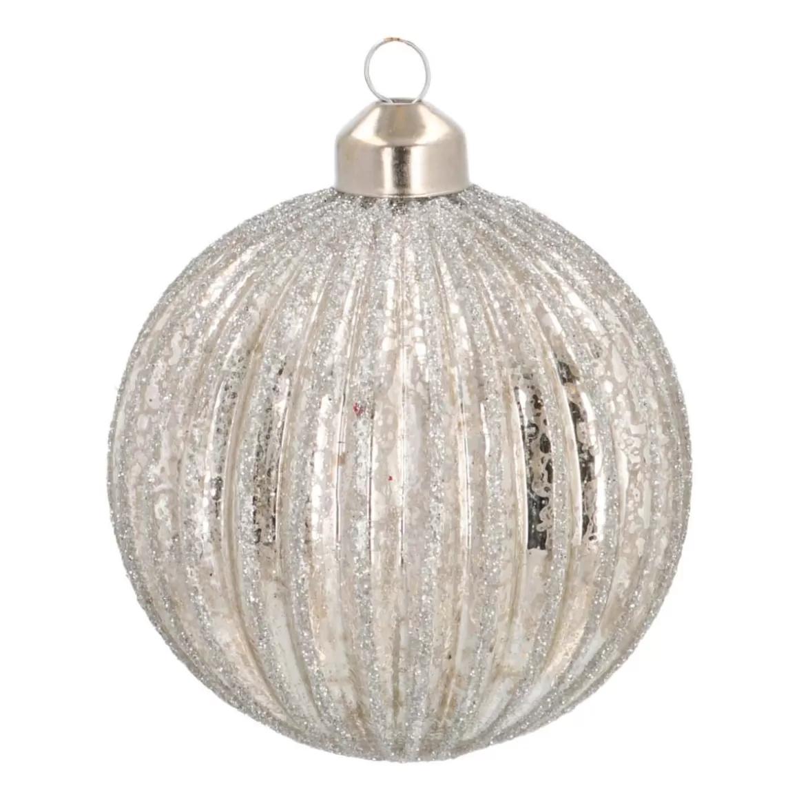 It's all about Christmas Christmas Baubles By Colour | Luxury Christmas Baubles-Glass Bauble Lampion | Antique Silver | 8 Cm