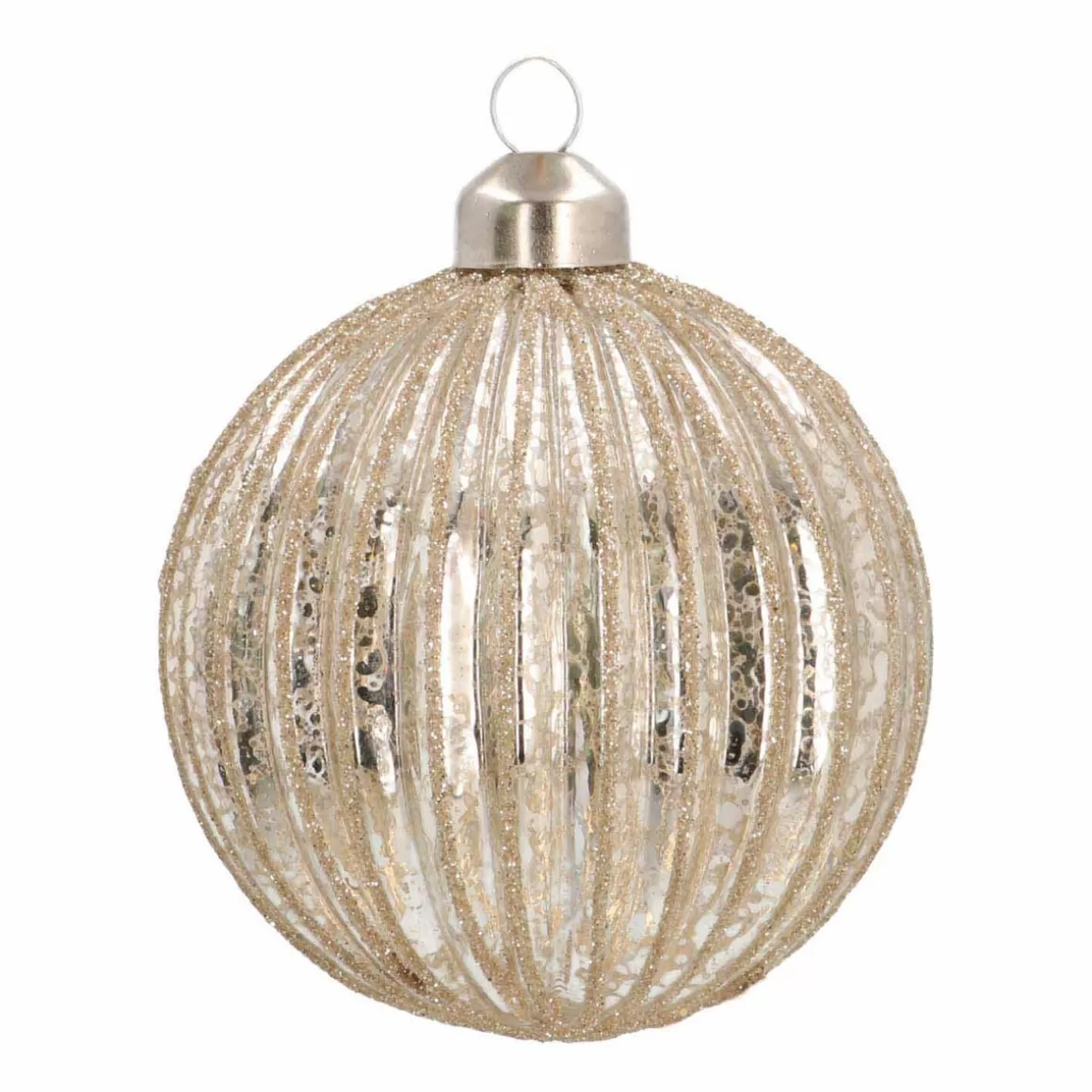 It's all about Christmas Extraordinary Baubles | Christmas Baubles By Colour-Glass Bauble Lampion | Antique Silver Champagne | 8 Cm