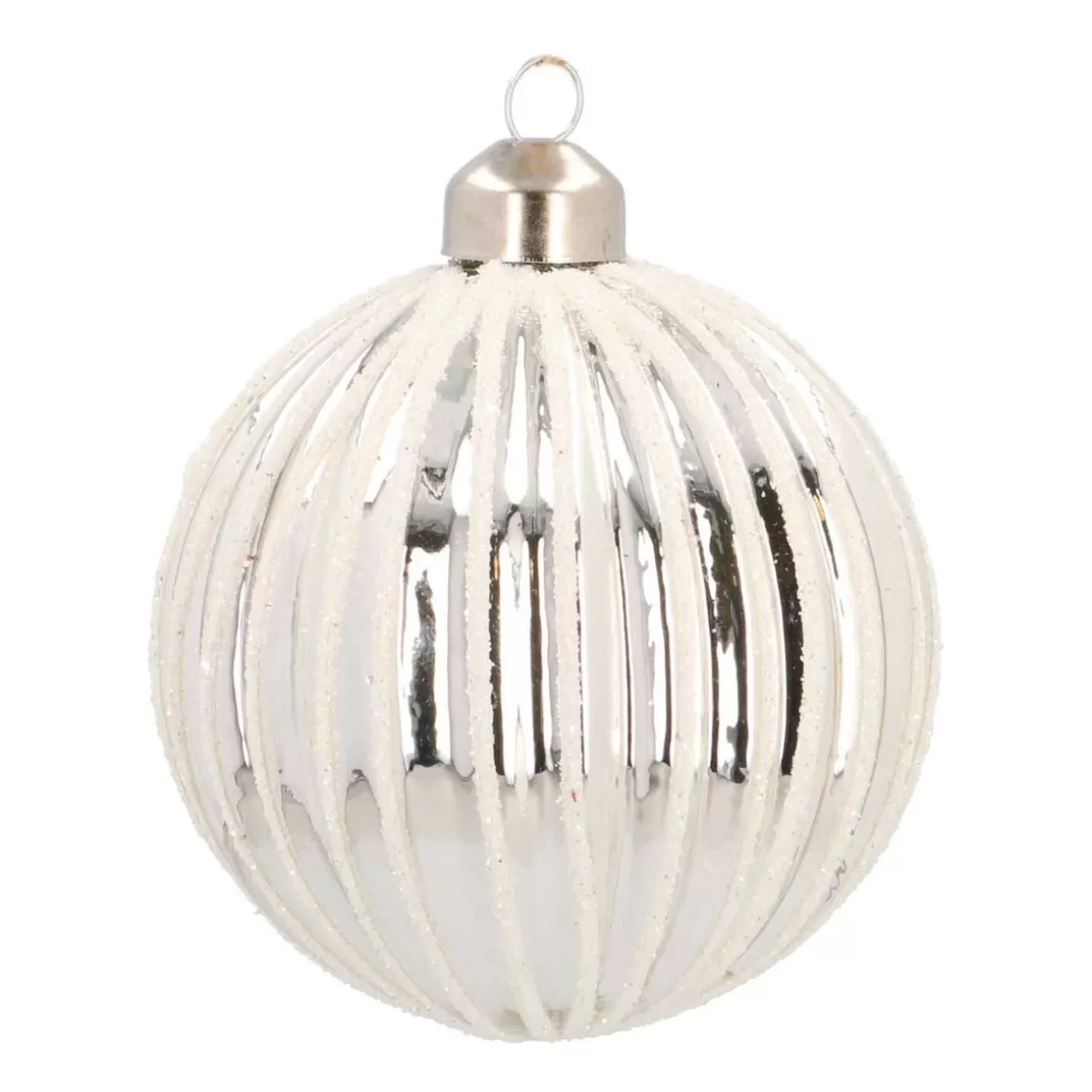 It's all about Christmas Christmas Baubles By Colour | Luxury Christmas Baubles-Glass Bauble Lampion | Silver | 8 Cm