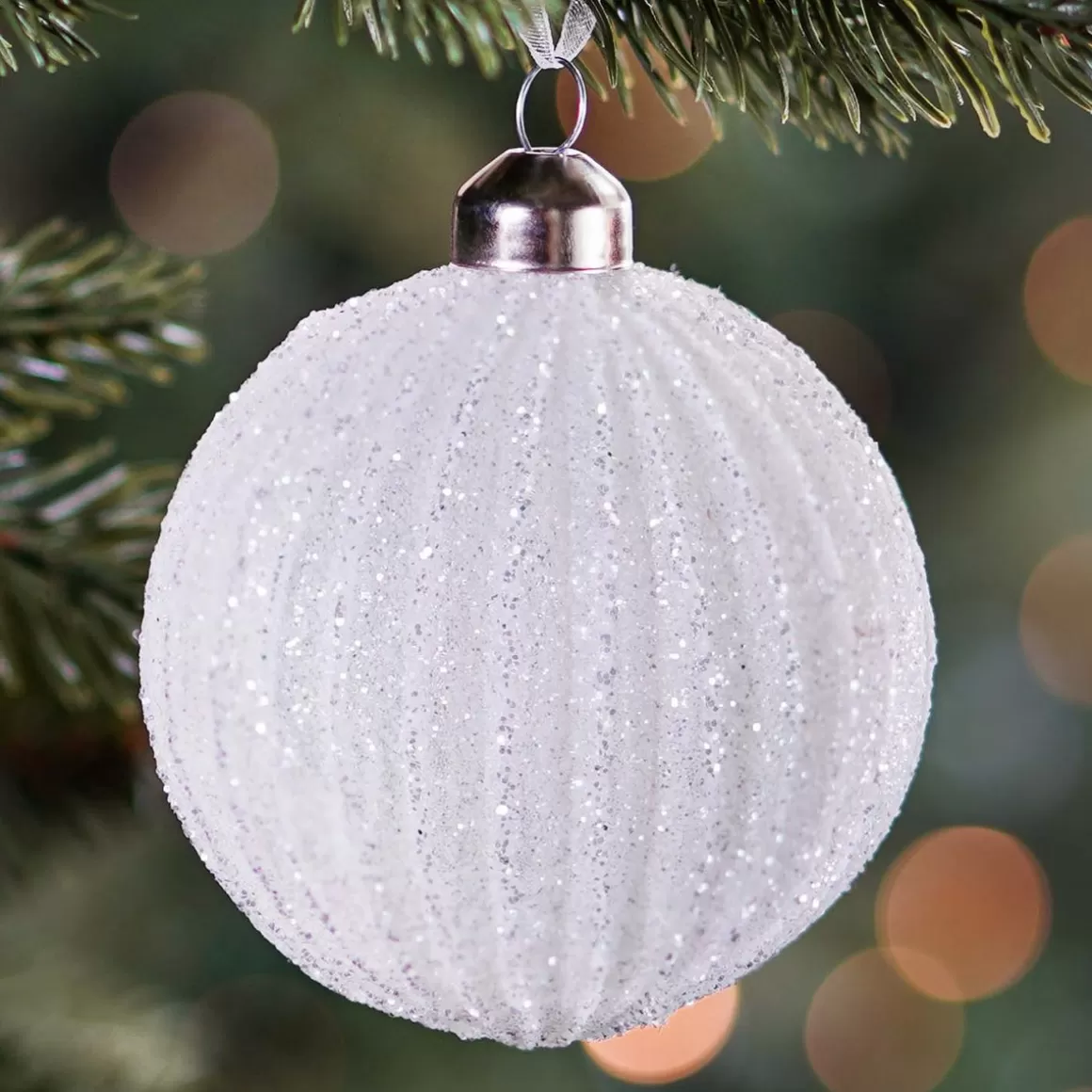 It's all about Christmas Christmas Baubles By Colour | Luxury Christmas Baubles-Glass Bauble Lampion | White | 8 Cm