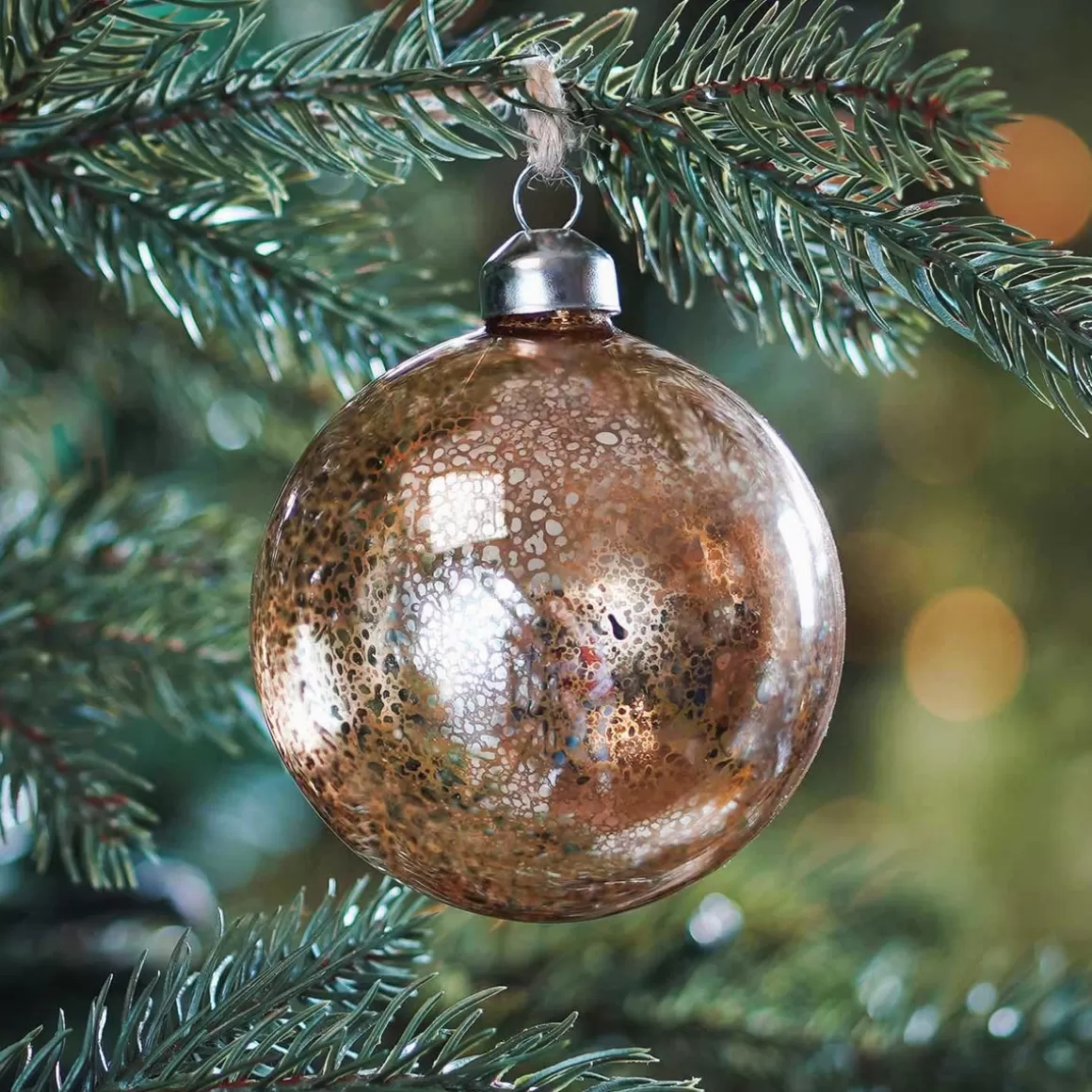 It's all about Christmas Glass Christmas Baubles-Glass Bauble Mercury | Champagne | 8 Cm