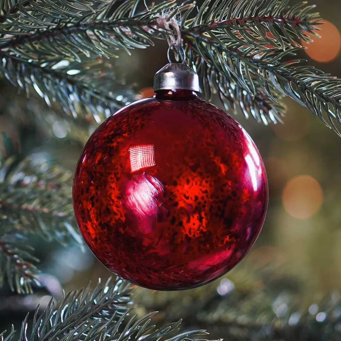 It's all about Christmas Christmas Baubles By Colour | Glass Christmas Baubles-Glass Bauble Mercury | Red | 8 Cm