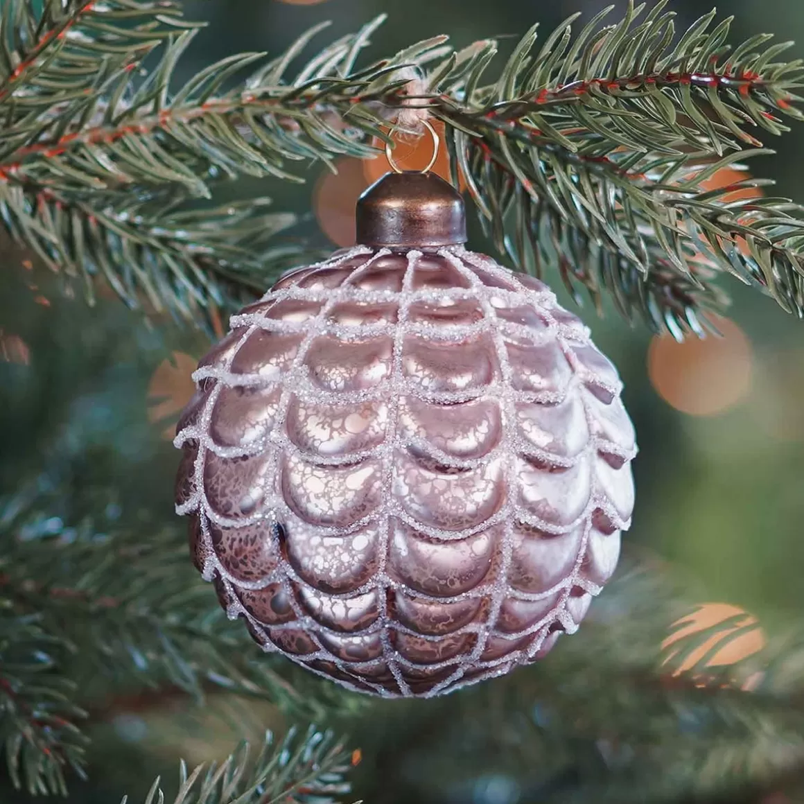 It's all about Christmas Luxury Christmas Baubles | Glass Christmas Baubles-Glass Bauble Relief | Taupe | 8 Cm