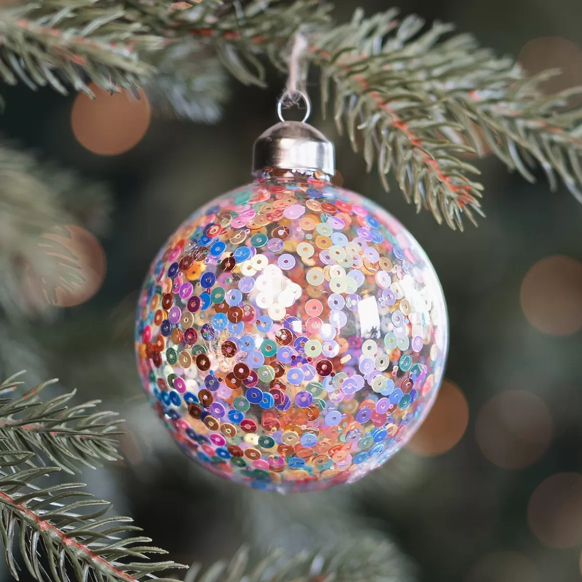 It's all about Christmas Extraordinary Baubles | Christmas Baubles By Colour-Glass Bauble Sequins | Multicolour | 8 Cm