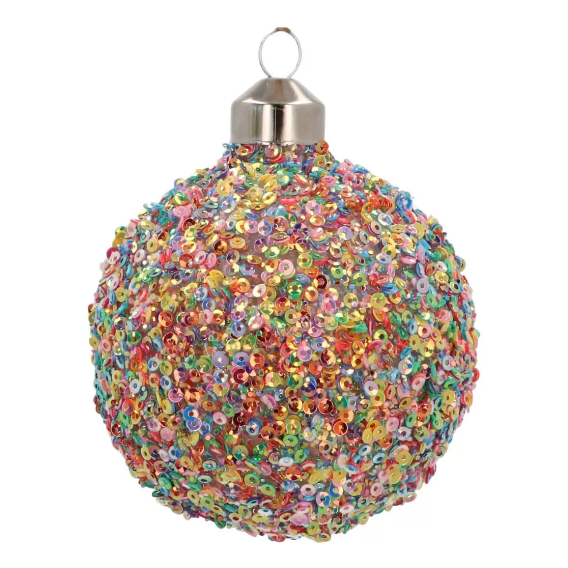 It's all about Christmas Glass Christmas Baubles-Glass Bauble Sequins | Multicolour | 9 Cm