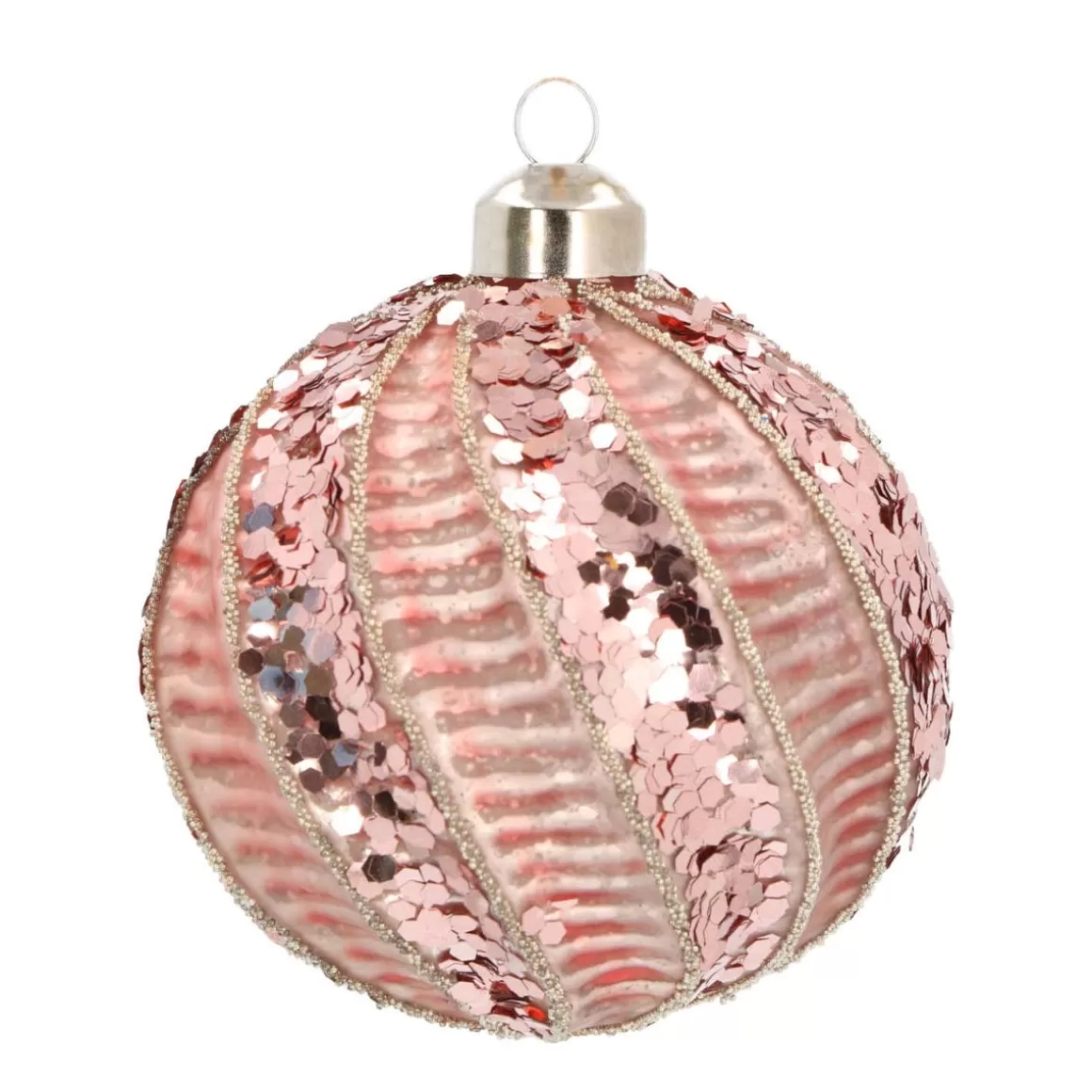 It's all about Christmas Extraordinary Baubles | Luxury Christmas Baubles-Glass Bauble Swirl | Antique Pink | 8 Cm