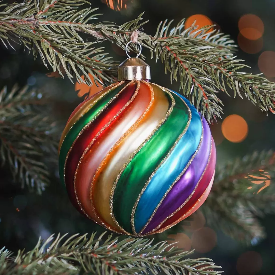 It's all about Christmas Extraordinary Baubles | Christmas Baubles By Colour-Glass Bauble Swirl | Multicolour | 10 Cm